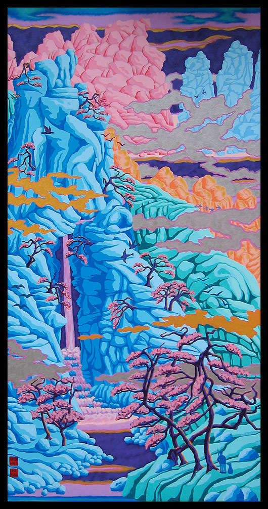 Tall Peak with Waterfall (after Dai Benxiao)  |  59" x 30"