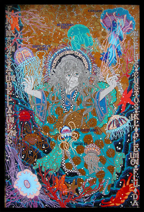 St. Undulating Umbrella, Guardian Angel of Flowing Jellyfish  |  72" x 60"