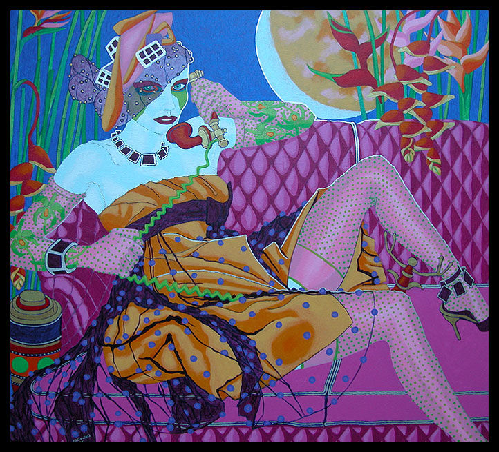 Woman on Couch - Tropical Tart "Babette"  |  47" x 42"